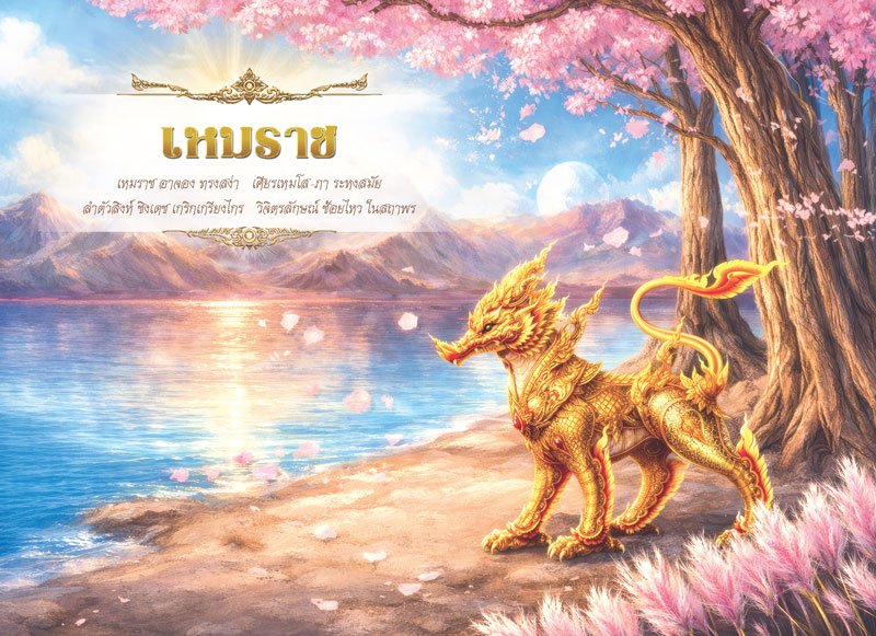 Desk-Calendar-2570-Hemaraj-Poem-Page_Buddhist-Art-Wildlife-Template_Roongphim-Calendar รูปแบบหน้าเนื้อในพิเศษปฏิทินสำเร็จรูป 2570 ลายจิตรกรรมไทยสัตว์หิมพานต์ เหมราชสิงห์หัวหงส์และบทกลอนบูชาสัตว์มงคล สั่งพิมพ์ราคาถูก โดย โรงพิมพ์ปฏิทิน.com