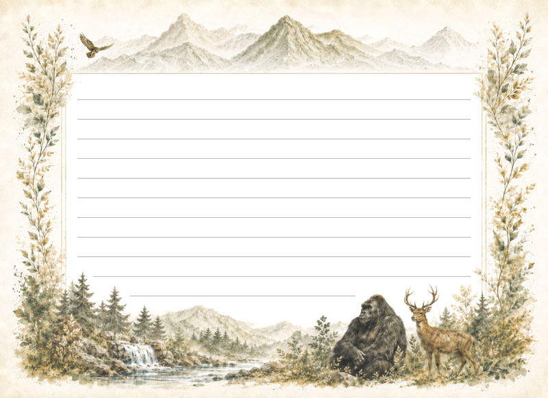 Desk-Calendar-Memo-Sheet-Nature_Note-Page-Wildlife-Sika-Deer_Roongphim-Calendar รูปแบบหน้าโน้ตปฏิทินตั้งโต๊ะสำเร็จรูป ดีไซน์เส้นบรรทัดสีน้ำตาลทองภาพวิวป่าเขาซาฟารีสกรีนชัดเจน สั่งพิมพ์ด่วนราคาถูก โดย โรงพิมพ์ปฏิทิน.com